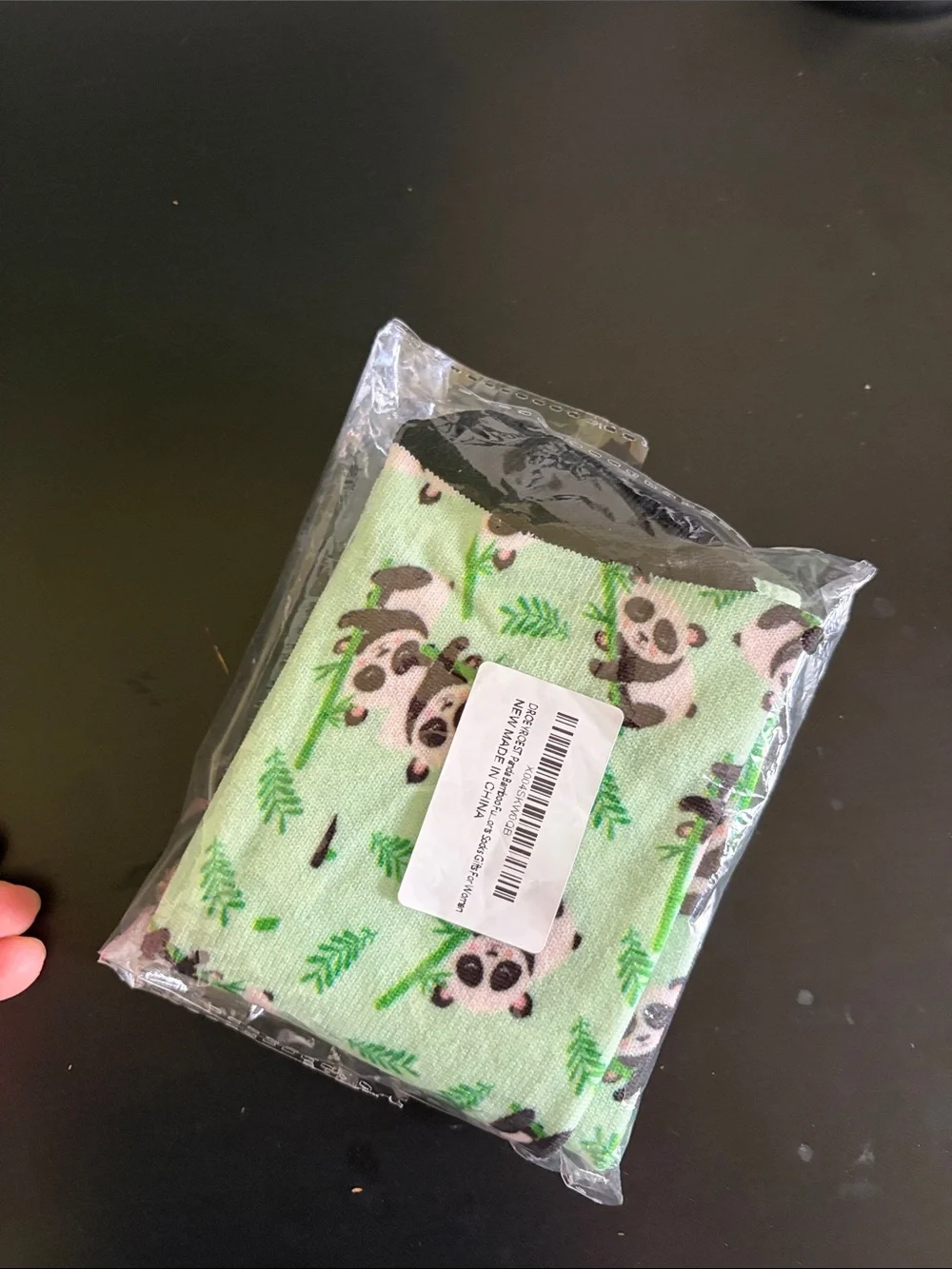 Anthology Panda Print Green Crew Socks